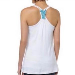 Yummie  Tummie by Heather Thomson Turquoise Bead and white Long Tank top Size XS